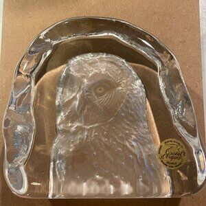 Cristal D'Arques Vintage Owl Paper Weight Lead Crystal